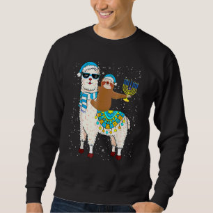 Hanukkah Llamakah Llama Sloth Happy Hanukkah Chanu Sweatshirt