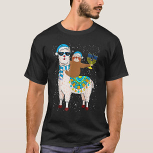 Hanukkah Llamakah Llama Sloth Happy Hanukkah Chanu T-Shirt