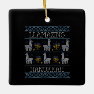 Hanukkah - Llamazing Hanukkah Ceramic Ornament