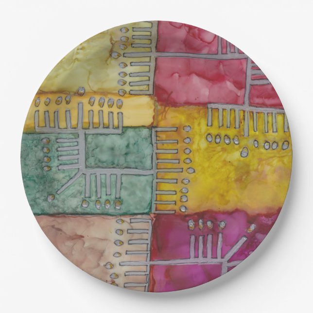 Hanukkah Lots A Menorahs Paper Plate (Front)