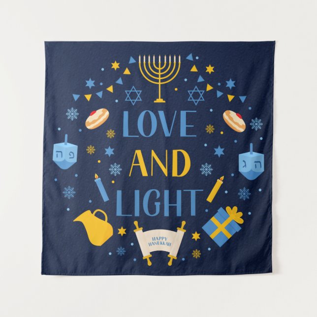 Hanukkah Love And Light Tapestry (Front)