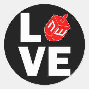 Hanukkah Love Dreidel Jewish Holiday Classic Round Sticker