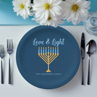 Hanukkah Love & Light Custom Menorah Blue Party