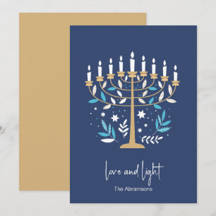 Hanukkah Love & Light Floral Menorah Card
