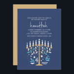 Hanukkah Love & Light Floral Menorah Holiday Party Invitation<br><div class="desc">Hanukkah Love & Light Floral Menorah Holiday Party Invitation. Personalise the custom text above. You can find additional coordinating items in our "Floral Hanukkah Menorah and Dreidel" collection.</div>