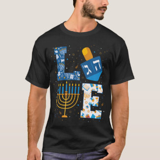 Hanukkah Love With Menorah For Jewish Christmas Ho T-Shirt