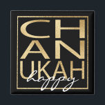 Hanukkah Magnet Square Chanukah Gold<br><div class="desc">Hanukkah Magnet Square Personalise Chanukah Happy Gold Personalise by deleting text, "happy" and replacing with your own message. Choose your favourite font style, size, and colour. Background colour can be changed-out by choosing a different colour from colour swatches. Thanks for stopping and shopping by. Much appreciated! Happy Hanukkah/Chanukah! Shape: Square...</div>