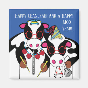 Hanukkah Magnet Square Happy Moo Year!