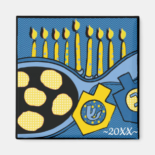 Hanukkah Magnet Square Latkes and Sour Cream