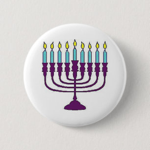 Hanukkah Menorah 6 Cm Round Badge