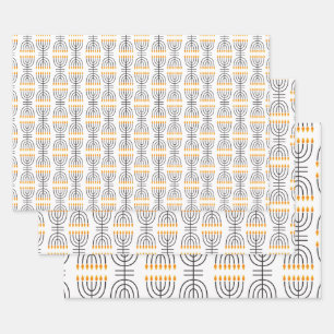 Hanukkah Menorah Abstract Design  Wrapping Paper Sheet