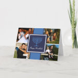 Hanukkah Menorah Banner Card<br><div class="desc">Hanukkah Menorah Banner Card. A rich blue banner with a Hanukkah menorah centre adds style to your holiday greeting card. Just select four personal photos to spread holiday cheer and well wishes to everyone on your list.</div>