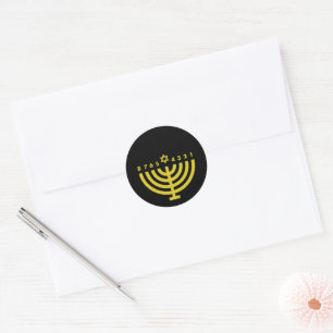 Hanukkah Menorah Black & Gold Envelope Seal