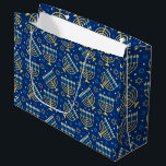 Hanukkah Menorah Blue Star Jewish  Large Gift Bag<br><div class="desc">Hanukkah Menorah,  blue star,  Jewish,  pattern gift bag.</div>
