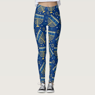 Hanukkah Menorah Blue Star of David Leggings