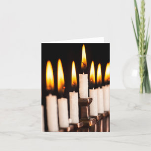 Hanukkah Menorah Burning White Candles Chanukah Holiday Card