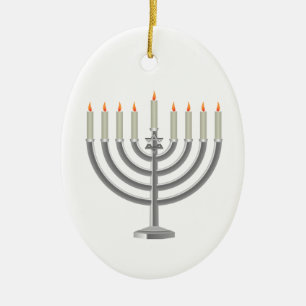 Hanukkah menorah ceramic tree decoration