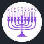 Hanukkah Menorah Classic Round Sticker<br><div class="desc">Hanukkah Candles</div>