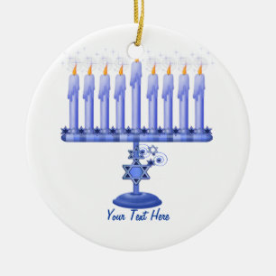 Hanukkah Menorah (customisable) Ceramic Tree Decoration