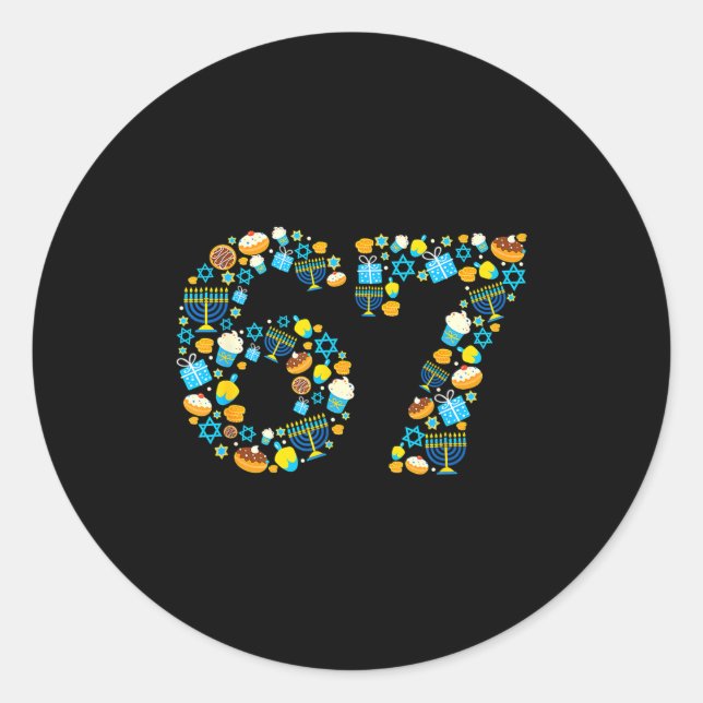 Hanukkah Menorah Dreidel 67 Festive Chanukah Six S Classic Round Sticker (Front)