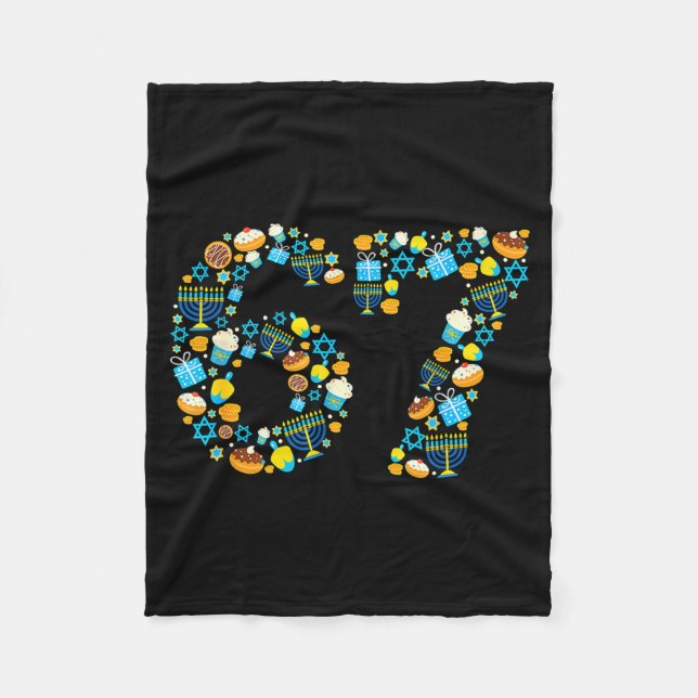 Hanukkah Menorah Dreidel 67 Festive Chanukah Six S Fleece Blanket (Front)