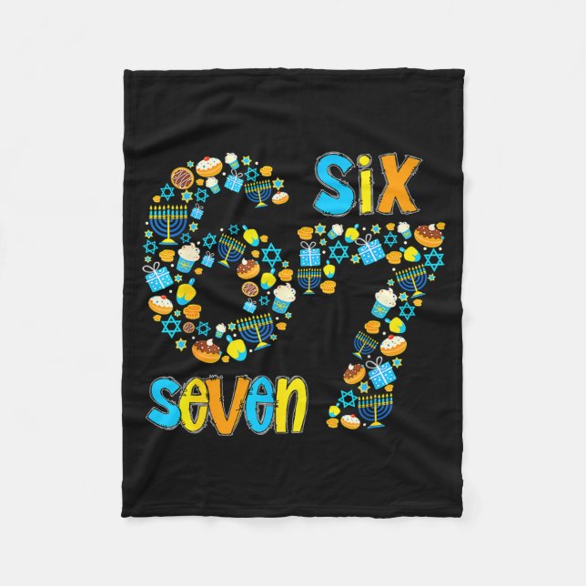 Hanukkah Menorah Dreidel 67 Festive Chanukah Six S Fleece Blanket (Front)