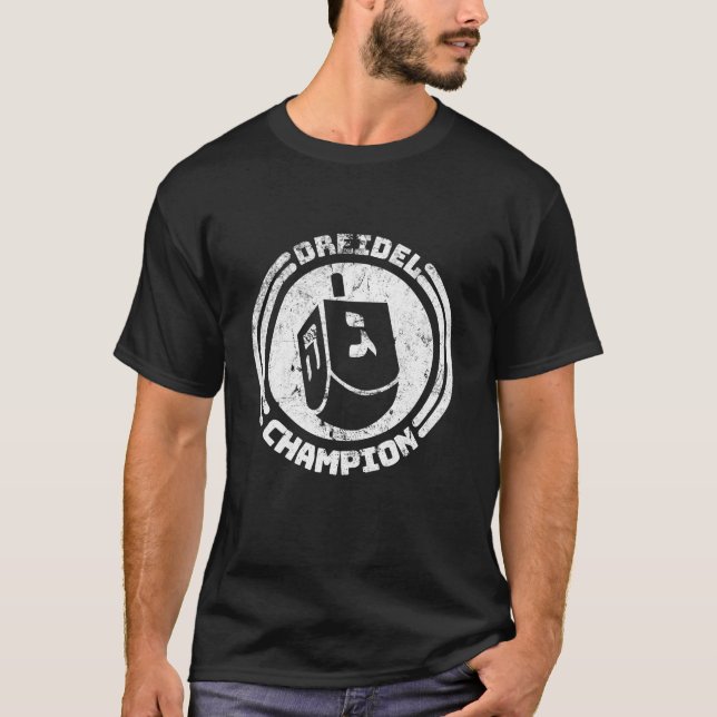 Hanukkah Menorah Dreidel Champion Hanukkah T-Shirt (Front)
