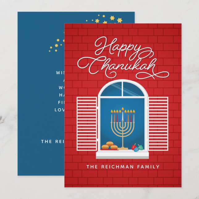 HANUKKAH Menorah Dreidel Greeting Card (Front/Back)