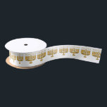 Hanukkah Menorah Festival of Lights Satin Ribbon<br><div class="desc">Celebrate the feast of dedication with this original Menorah illustration design pattern by Holiday Hearts Designs (all rights reserved).</div>