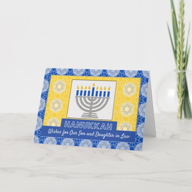 Hanukkah Menorah for Son and Daughter in Law Holiday Card (Front)