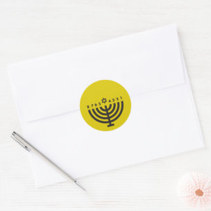 Hanukkah Menorah Gold & Black Envelope Seal