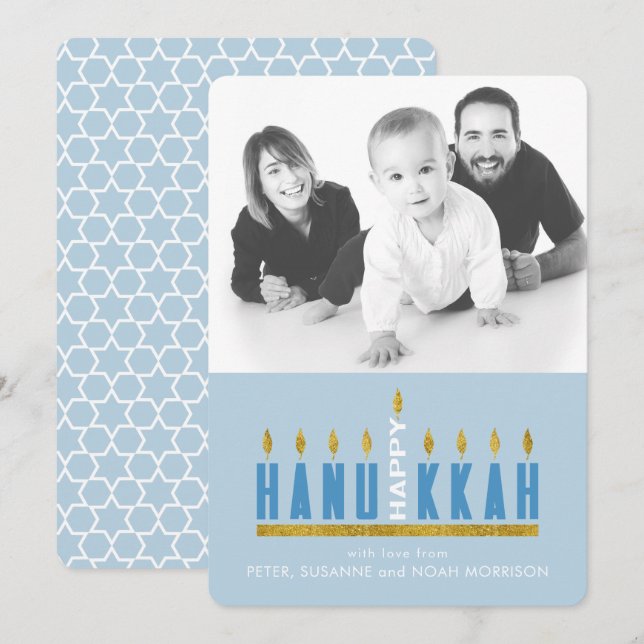 Hanukkah | Menorah Happy Hanukkah 1 Photo Card (Front/Back)