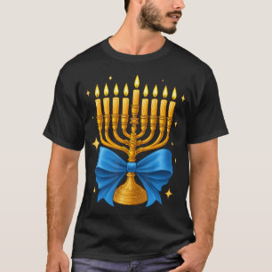 Hanukkah Menorah Happy Hanukkah Coquette Bow T-Shirt