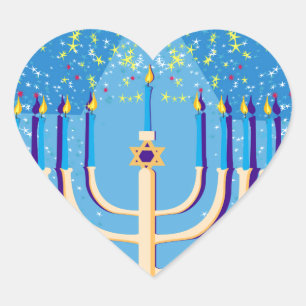 hanukkah menorah heart sticker