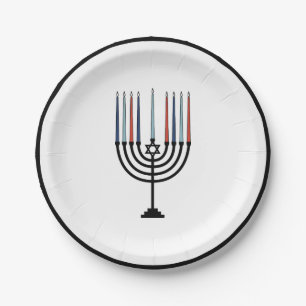Hanukkah Menorah Holiday Paper Plate