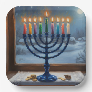 Hanukkah Menorah Holiday Paper Plate