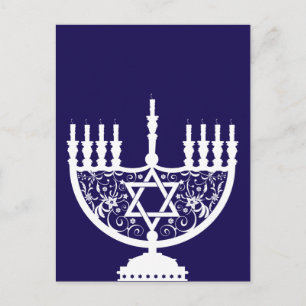 Hanukkah Menorah Holiday Postcard