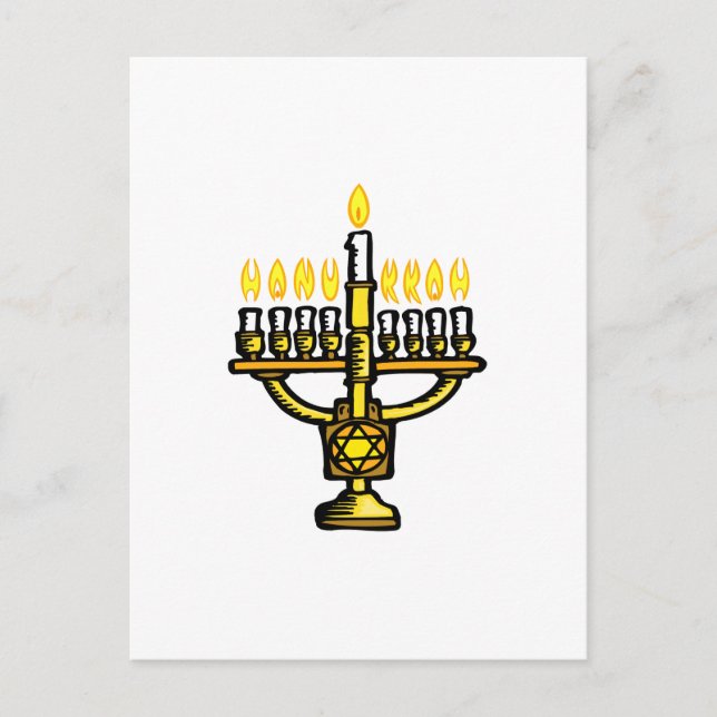Hanukkah Menorah Holiday Postcard (Front)