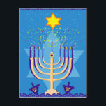 hanukkah menorah holiday postcard<br><div class="desc">"hanukkah menorah ", "happy hanukkah", menorah, "star of david" , "chanukah jewish", Hanukkah, "jewish holidays"chanukah,  hannukah, chanukkah




channuka, channukah,  chanukkah, hannuka, hebrew, jew, ,  , judaism, menora, judaica, </div>