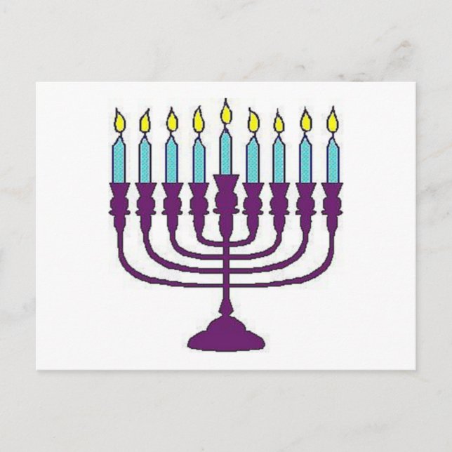 Hanukkah Menorah Holiday Postcard (Front)