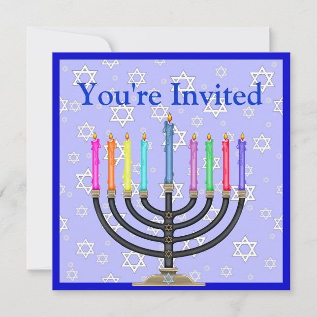 Hanukkah Menorah Invitation (Front)