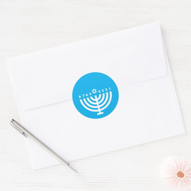 Hanukkah Menorah Light Blue Envelope Seal (Envelope)