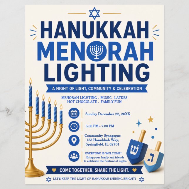 Hanukkah Menorah Lighting Flyer (Front)