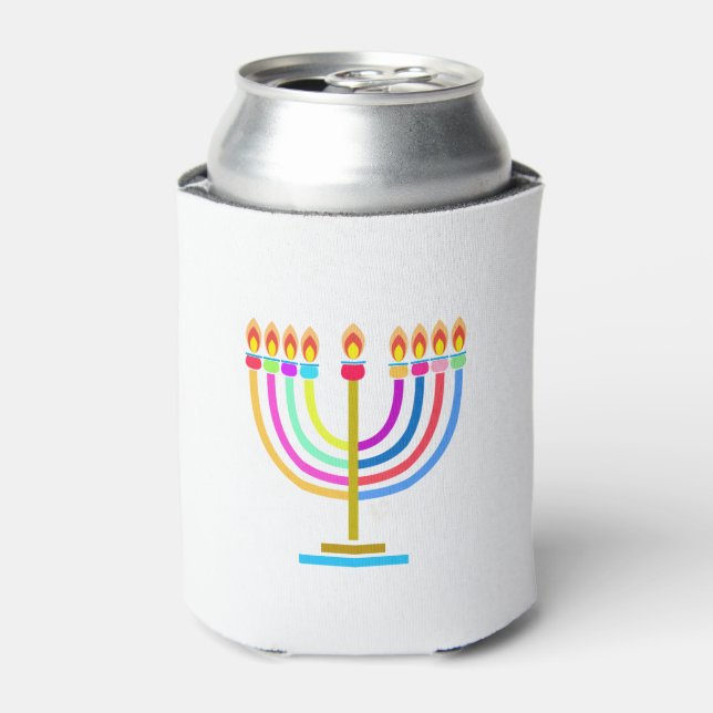 Hanukkah Menorah Lights Holiday symbol Can Cooler (Can Front)