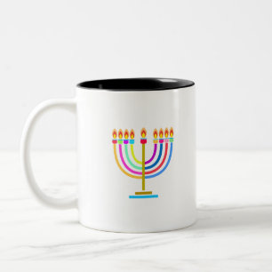Hanukkah Menorah Lights Holiday symbol Two-Tone Coffee Mug