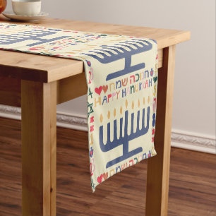 Hanukkah Menorah Long Table Runner