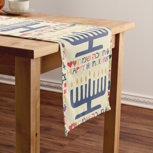 Hanukkah Menorah Long Table Runner (In Situ)