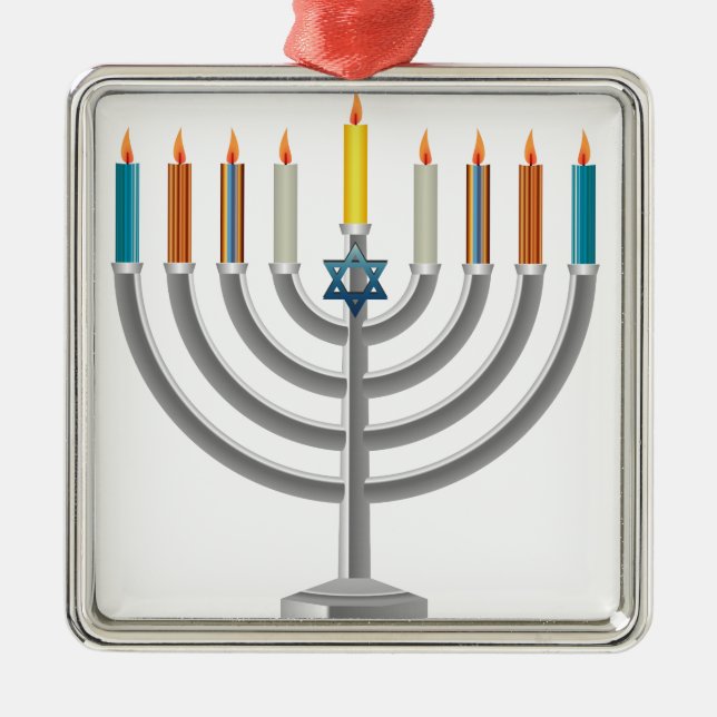 Hanukkah menorah metal tree decoration (Front)