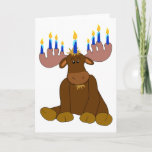 Hanukkah Menorah Moose Card<br><div class="desc">Customise this card with your own greeting on the cover and inside.</div>