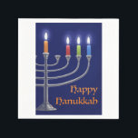 "Hanukkah Menorah." Napkins<br><div class="desc">"Hanukkah Menorah." is a digital painting made in Photoshop of a Hanukkah Menorah with candles lit for the third night. I hope you enjoy it.

Thank you, 
Corbie Eva Crouse</div>
